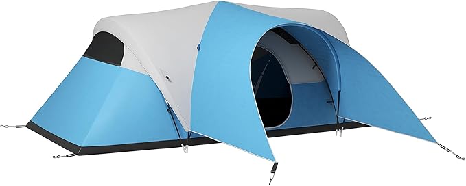 Outsunny 5-6 Man Camping Tent, 3000mm Waterproof Family Tent with Porch and Sewn in Groundsheet, Portable with Bag, for Fishing Hiking Festival