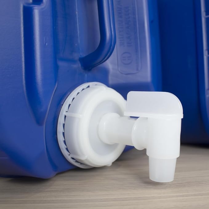 5-Gallon Stackable Water Storage Containers, 5 Gallons Tanks w/2 Lids + 1 Spigot, Easy Fill, Survial Supply Emergency Water Storage for Camping and Disaster Preparedness, RV, (1Tank)