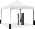 Sweetcrispy 10 x 10 Ft Pop Up Canopy Tent Outdoor Use, Portable Shade Waterproof Beach Tent with Sand Bags for Events Backyard Parties, White