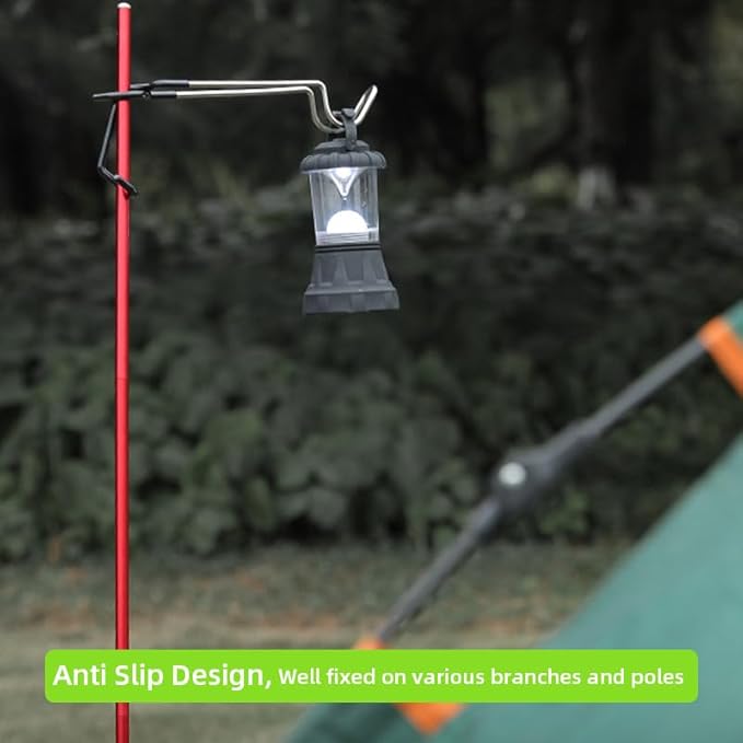 Outdoor Camping Lantern Hook for Tent lamp Hanger, Bird feeders, Garden Lights, Heavy Duty Outdoor Light Hook - Sturdy and Non Slip Pole Hooks for Yard lightings, trinkets