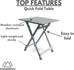 MOUNTAIN SUMMIT GEAR Quick-Fold Camping Table Made with Weather-Resistant Aluminum (Made by Caddis Sports)