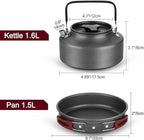 22pcs Camping Cookware Large Size Hanging Pot Pan Kettle with Base Cook Set 4 Cups Dishes Forks Spoons Kit for Camping Hiking