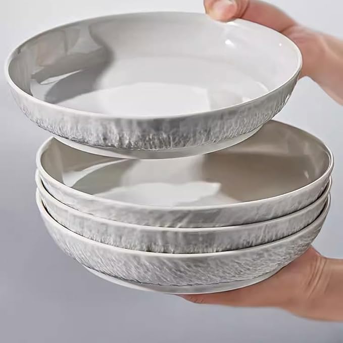Camping Plates Dinner Plates, Dishes, Household Ceramic Dishes, Tableware, Light Luxury Dinner Plates, Deep Dishes, Dishes Decorative Plate(A*4)