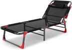 Camping Cot Bed Non-Slip Foot Pad Folding Camping Cot, Heavy Duty Collapsible Foldable Bed for Kids Adults with Non-Slip Foot Mat Comfortable for Outdoor&Indoor