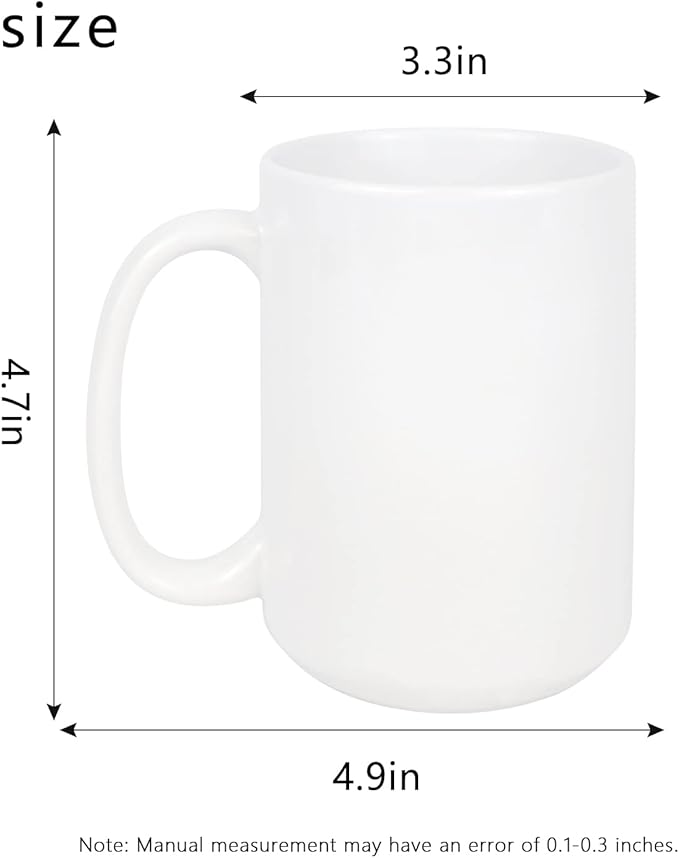 Sublimation Blank Ceramic Coffee Mugs Set of 6 Pcs White Mugs 15 oz Porcelain Espresso Cups Sublimation Mugs Blank DIY for Coffee Soup Tea Milk Latte Hot Cocoa etc