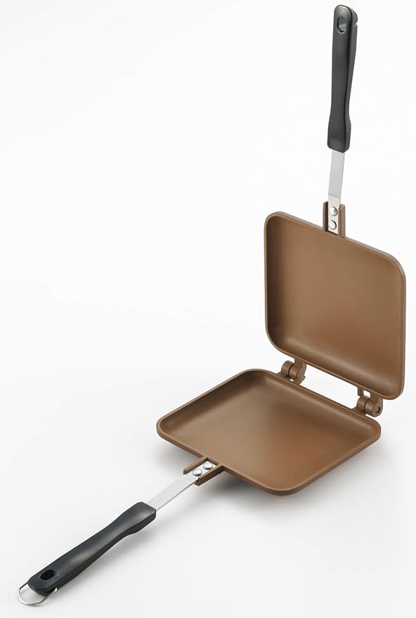 Yoshikawa SJ2629 Hot Sand Maker, For Gas Fire, Single Fluorine Processed, Total Width 5.9 x Length 13.8 x Height 1.3 inches (15 x 35 x 3.2 cm), Brown, Outdoor Camping
