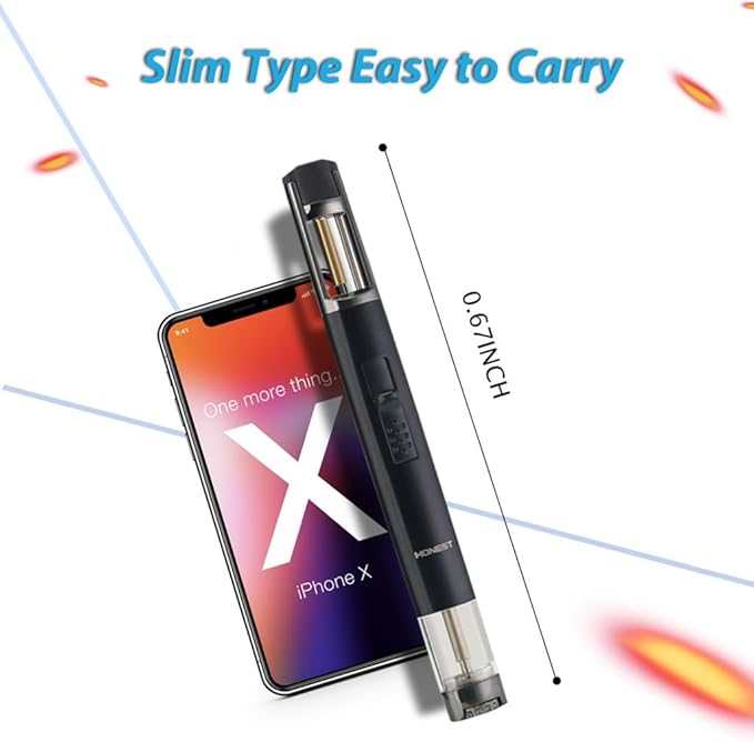 HONEST Metal Lighters Butane Refillable Single Jet Flame lighter shipped without gas (Black)