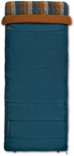 Kelty Wayback Flannel Lined Sleeping Bag, Built in Blanket, Traditional Rectangle Shape, Organic Flannel Cotton Liner, Dual Locking Slide Zips