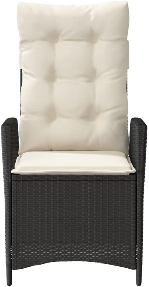 Reclining Patio Chairs 2 pcs with Cushions Black Poly Rattan Porch Chairs Camping Chairs Patio Chairs Living Room Chairs for Dining Patio Bedroom Outdoor