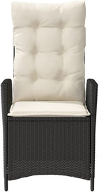 Reclining Patio Chairs 2 pcs with Cushions Black Poly Rattan Porch Chairs Camping Chairs Patio Chairs Living Room Chairs for Dining Patio Bedroom Outdoor