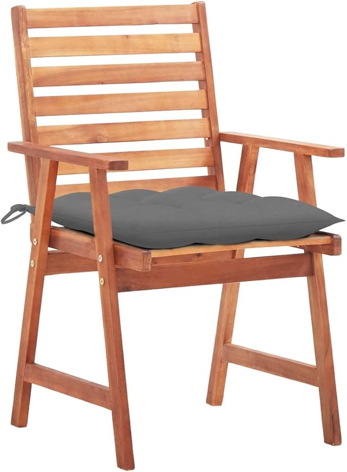 Patio Dining Chairs 3 pcs,Lawn Chair,Camping Chair,Garden Chair,Featuring Slatted Design,Waterproof Cushion,Each Cushion Features 2 Sets of Ropes, with Cushions Solid Acacia Wood
