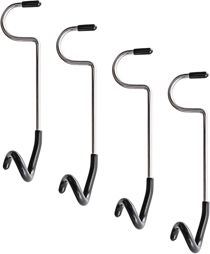 4pcs Stainless Steel Camping Light Hooks Portable Metal Pole Hooks Black Tent Lantern Hangers Multifunctional Outdoor Camping Accessories for Hiking and Backpacking