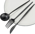 6/24/36/48/60/72 Pieces Stainless Steel Travel Camping Portable Tableware Set Straw Table Knife Spoon Fork Cleaning Brush Storage Bag(Silver,8Set-48Pcs)