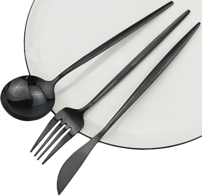 Silverware Set, 6/24/36/48/60/72 Pieces Stainless Steel Travel Camping Portable Tableware Set Straw Table Knife Spoon Fork Cleaning Brush Storage Bag(Silver,6Set-36Pcs)