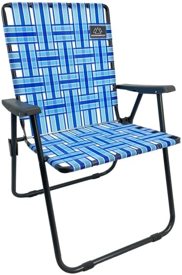 MOUNTAIN SUMMIT GEAR Retro Webbed Camping Chair - Lightweight, Foldable, Durable Steel Frame, 300lb Capacity, Vintage Stripes by Caddis Sports (2, Ocean Blue)