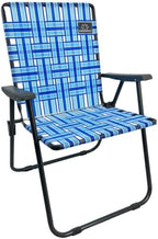 MOUNTAIN SUMMIT GEAR Retro Webbed Camping Chair - Lightweight, Foldable, Durable Steel Frame, 300lb Capacity, Vintage Stripes by Caddis Sports (2, Ocean Blue)