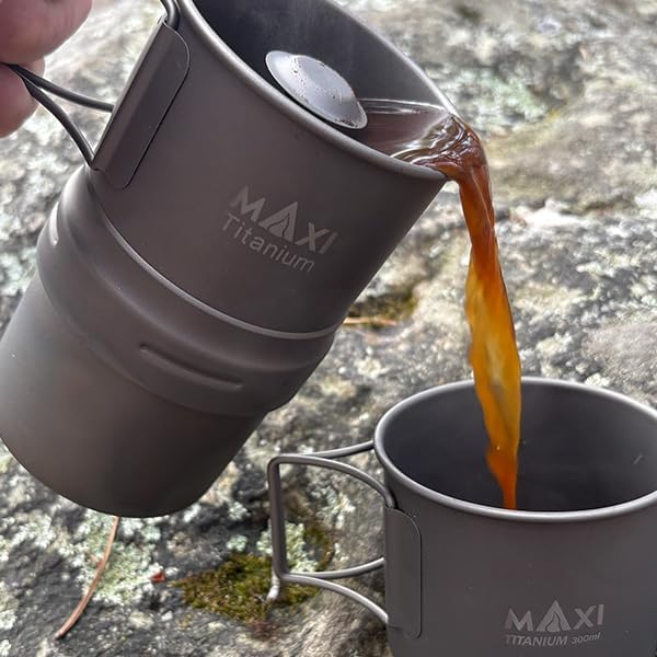 Maxi Titanium Moka Pot – Lightweight Grade 1 Titanium Stovetop Coffee Maker for Camping & Outdoor Use