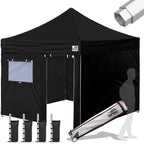 Eurmax USA Professional Pop up Canopy Wedding Party Tent Instant Outdoor Gazebo with Side Walls Aluminum Frame Commercial Grade Bonus Roller Bag(Black)