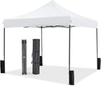NEWBULIG 10x10 FT Pop Up Canopy Easy Up Tents for Camping Parties Events Beach Backyard Portable Outdoor Shelter Heavy Duty Instant Sun Shade with Sand Bags, White