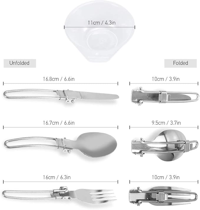 Camping Cookware Camping Cookware Mess Kit Backpacking Hiking Picnic Outdoor Cooking Pot and Pan Set Cookset Tableware Cutlery Utensil Set