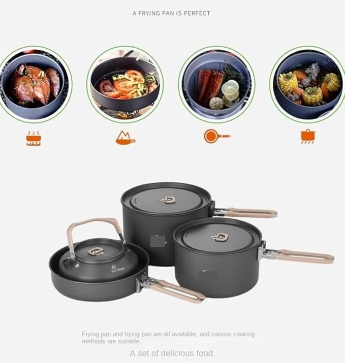 Camping Cookware Camping Utensils Dishes Cookware Set Picnic Hiking Heat Exchanger Pot Kettle Outdoor Tourism Tableware Survival Gear