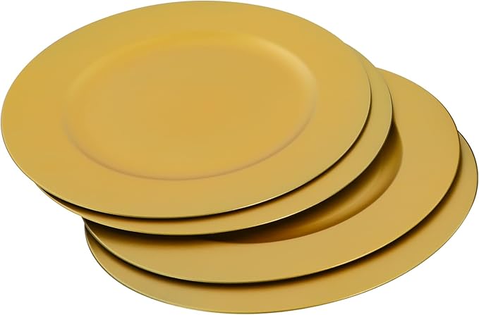 100 Pcs Charger Plates Bulk, 13 Inch Round Charger Plates Set, Table Decoration Dinner Tray for Wedding Party Baby Shower (Gold)