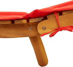 Sun Lounger with Cushion Red Solid Wood Acaciaoutdoor Lounge Chairs Camping Chairs Tanning Chair Patio chairsSuitable for Gardens, courtyards