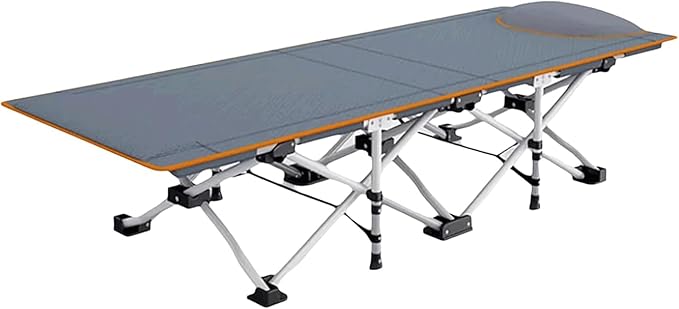 Oxford Cloth Camping Cot, Thickened Steel Pipe Foldable Bed, Lightweight Tent Cot, Compact Portable Folding Bed with Headrest