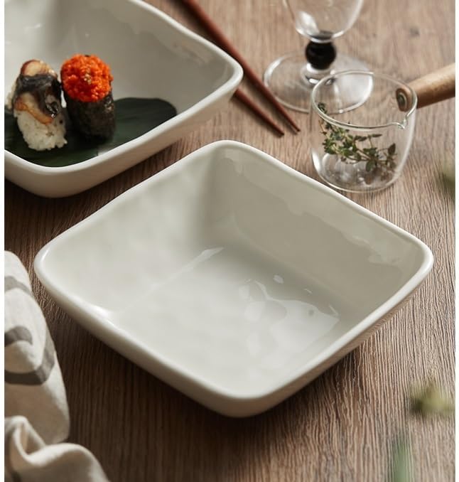 Camping Plates Ceramic Square Dinner Plate Household Dish Hotel Tableware Snack Bowl Cold Decorative Plate