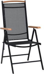 2-Pack Black Folding Patio Chairs with 7-Position Reclining Textilene Seats - Lightweight Aluminum Outdoor Lounge Chairs for Poolside, Camping, Beach, and Garden Use