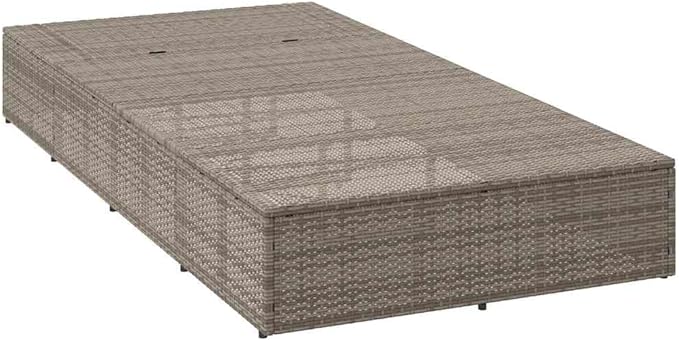 Sunbed with Floating Cushion Gray Poly Rattanrecliner Camping Chairs Tanning Chair Patio Suitable for Garden Courtyard