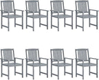 Patio Chairs with Cushions 8 pcs,Outdoor Chairs,Club Chairs,Decorative Chair,Camping Chair,Camping Chair,Reception Chair,Bistro Chair,for Patio,Balcony,Party, Solid Acacia Wood Gray