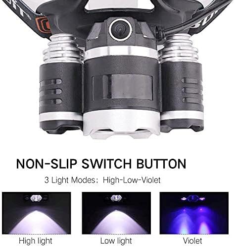 BESTSUN UV Headlamp, Blacklight Headlight Rechargeable 395-400nm Black Light Head Lamp for Resin Curing, Rock Hounds, Detecting Scorpions, Auto Oil HVAC Leaks, Pet Urine Stains(White Light + UV)