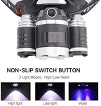 BESTSUN UV Headlamp, Blacklight Headlight Rechargeable 395-400nm Black Light Head Lamp for Resin Curing, Rock Hounds, Detecting Scorpions, Auto Oil HVAC Leaks, Pet Urine Stains(White Light + UV)