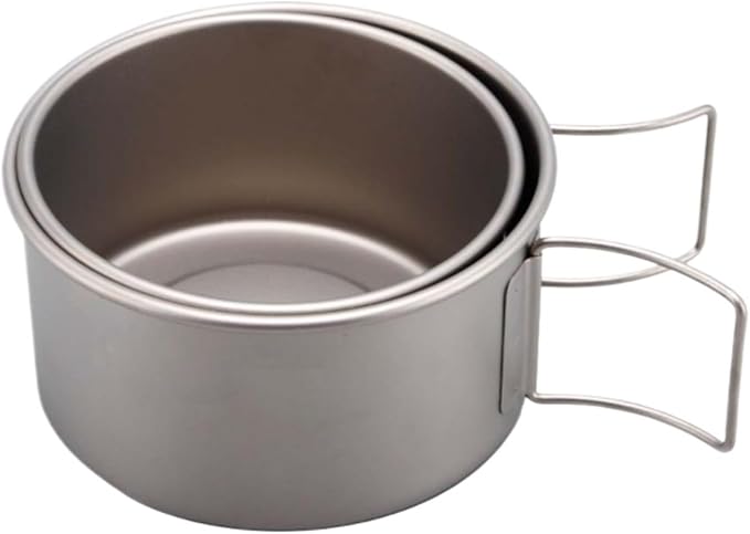 Camping Cookware Outdoor Camping Portable Pure Titanium Bowl Set Pot Tableware Foldable Camping Cooker Survival Gear