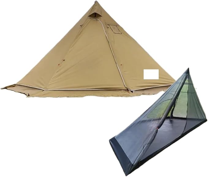 Three-Season Tent, New Pyramid Tent Set Camping Tent with Snow Skirt Hot Tent Hiking Backpacking Tent Outdoor Winter Tent 2 Sizes
