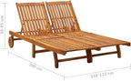 2-Person Patio Sun Lounger with Cushions Solid Acacia Woodrecliner Patio Tanning Chair Camping chairsSuitable for Garden Courtyard