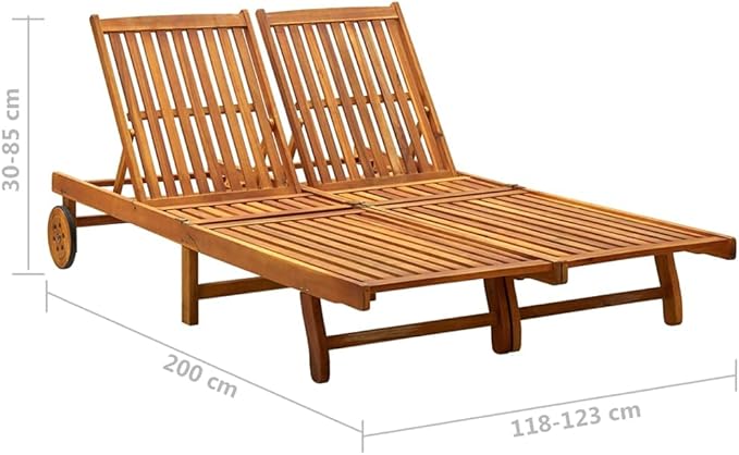 Zero Gravity Chair Camping chair2-Person Patio Sun Lounger with Cushions Solid Acacia WoodSuitable for Gardens, courtyards, and patios