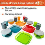 GSI Outdoors - Infinity 4 Person Deluxe Nesting Table Set Multicolor Durable, Break Resistant Plates, Bowls, Mugs and Cups