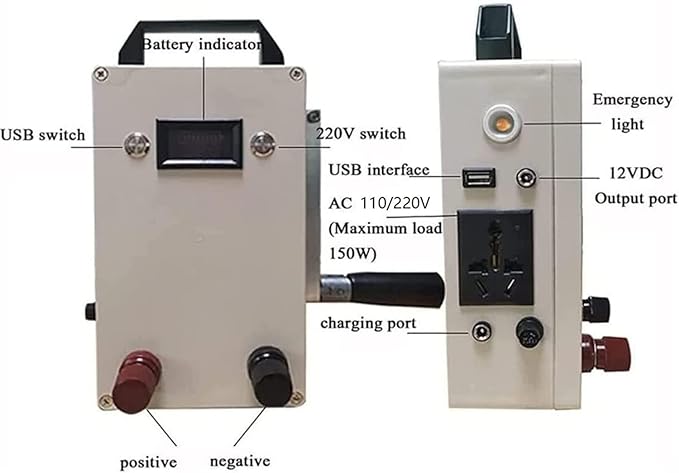 150w Hand-Cranked Generator, Solar Power Supply,Portable Manual Hand Generator, with USB Plug AC110V/220W Emergency Power Generator USB Charging for Emergency, Camping