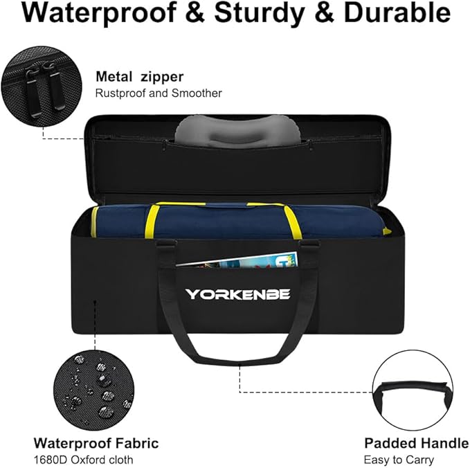 Camping Tent Bag, 28x11 Inch Tent Storage Replacement, 1680D Heavy Duty Waterproof Zipper Travel Duffel Sports Equipment Bag, with Large Mouth and Padded Handles (1)
