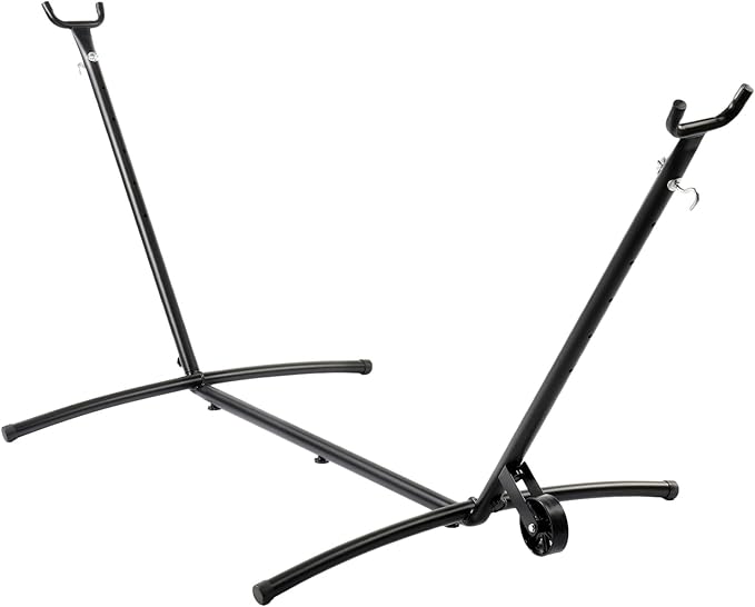 ONCLOUD 9 FT Hammock Stand Only, Heavy Duty Adjustable Indoor Outdoor Space Saving Steel Stand with Carrying Case, Universal Hammock Stand with 450 Pounds Capacity for Garden (Black w/Wheel)