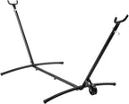 ONCLOUD 9 FT Hammock Stand Only, Heavy Duty Adjustable Indoor Outdoor Space Saving Steel Stand with Carrying Case, Universal Hammock Stand with 450 Pounds Capacity for Garden (Black w/Wheel)