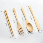 Wooden Cutlery Set Portable, Wooden Flatware,4 Piece Pack of Wooden Utensils Sets with Reusable Wood Spoon Chopsticks Fork Knife Cutlery Set for Travel and Camping