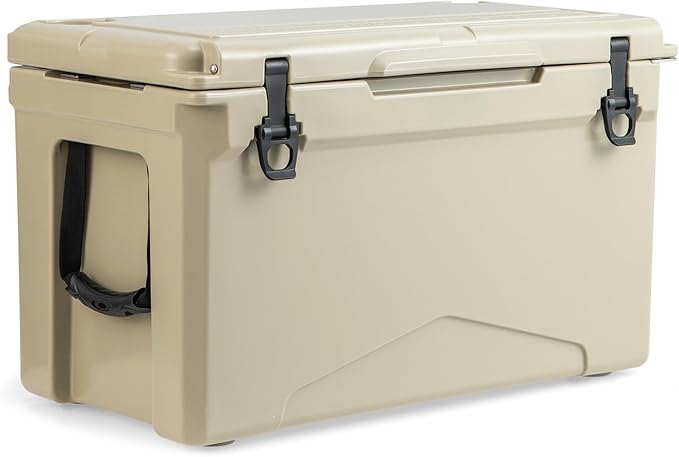 Goplus Hard Cooler, Insulated Ice Chest w/Portable Handles, Cup Holders, Ruler, Bottle Opener, 6 Day Ice Retention for Drink, Beverage, Camping, Fishing, Beach