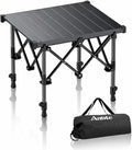 Anbte Folding Camping Table, 2 Height Adjustable Small Camping Side Table Aluminum Roll Top with Carry Bag, Stable X-Frame for Outdoor Cooking, Tailgating Picnic BBQ RV Travel, 20”x16”, 264lbs Load