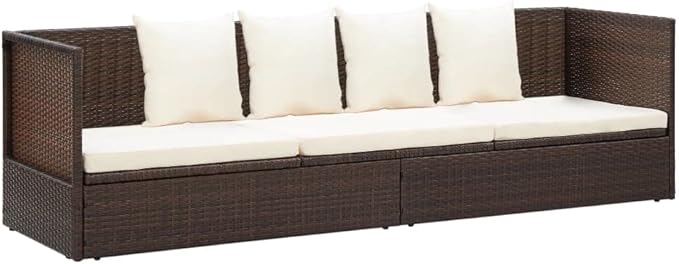 Patio Furniture Camping Chairs Outdoor Chairs Beach Chair Patio Bed with Cushion & Pillows Poly Rattan Brown for Poolside Backyard and Beach
