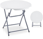 BOOSDEN 32'' Foldable Round Table, Portable Plastic Folding Card Table, Indoor Outdoor Utility Circle Folding Table for Party, Event, Camping, Picnic, Banquet, Beach, BBQ, Dining, Backyard