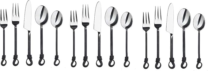 Twist and Shout Stainless Steel Flatware Set Service for Persion Modern Silverware Utensils Set Kitchen Restaurant, Wedding, Party Dinnerware Accessories (3 Set)