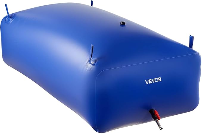 VEVOR Water Storage Bladder 264.2 Gallon Large Capacity Water Bag, Portable & Collapsible Soft Waters Container, Leakproof & Tear-Resistant PVC Emergency Waters Storage Tank for RV Truck & Outdoor Use